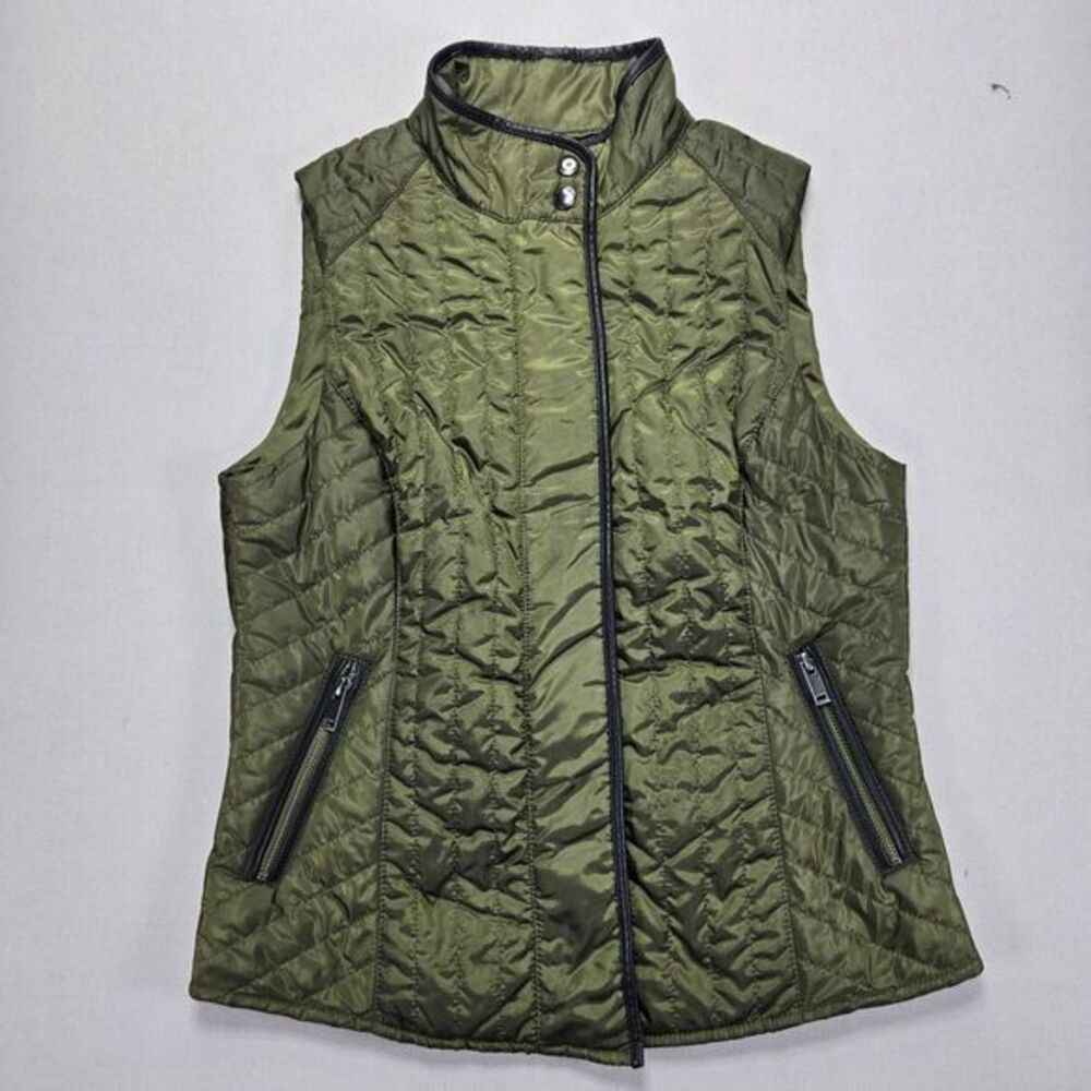 Banana Republic Olive Green Quilted Puffer Vest Zip Up‎ Lightweight Petite S